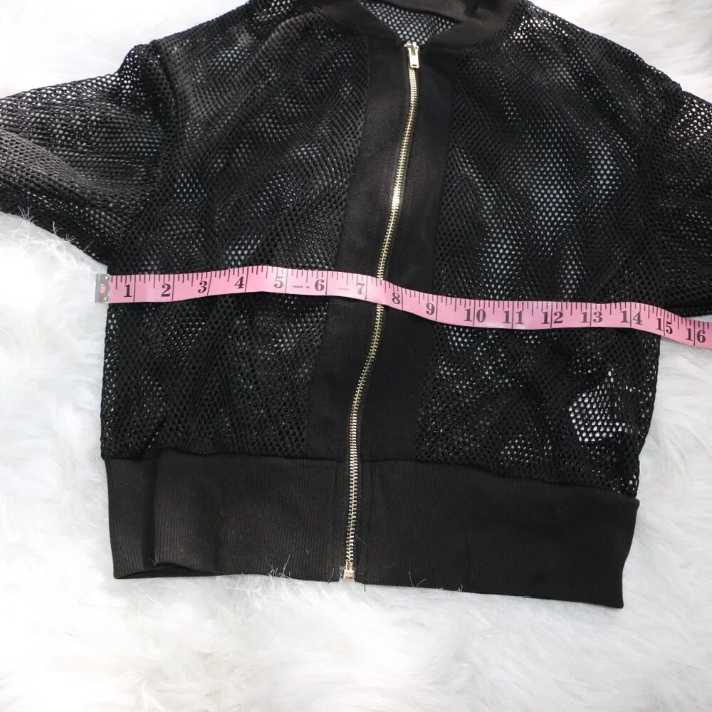 SHEIN Essence Zip-Up Mesh Bomber Jacket – Black 🖤 - Picture 6 of 6